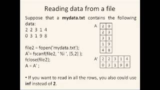 Octave Tutorial 20  Advanced InputOutput Part 4 Reading From Files [upl. by Helprin]