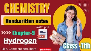 Hydrogen class 11th chemistry chapter9 handwritten notes with pdf StudyExplorer15 [upl. by Bergin715]