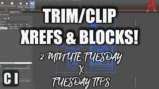 AutoCAD How to Clip or Trim Xrefs external references and Blocks  2 Minute Tuesday [upl. by Raffaello]