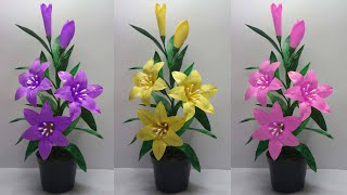 Ide Kreatif Bunga Lily dari Plastik Kresek yang Sangat Cantik  Flower from plastic shopping bags [upl. by Juieta49]