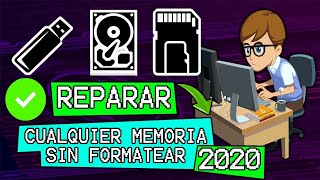 Cómo REPARAR CUALQUIER MEMORIA DAÑADA sin FORMATEAR Disco duro USB Tarjeta SD 2020 ✅ [upl. by Ylrbmik]