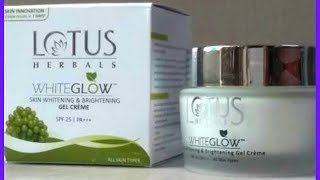 LOTUS CREAM whiteglow skin whitening and brigtenhing gel creme hindi review [upl. by Aslin]