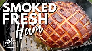 Smoked Fresh Ham Recipe  How to Smoke Ham on the BBQ [upl. by Neelhtac]