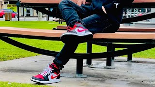 Air Jordan 1 Mid Bred Toe Lace Swapon feet [upl. by Iredale]