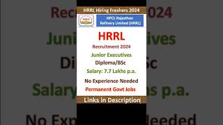 HRRL Recruitment 2024  HPCL Rajasthan Refinery Ltd Recruitment 2024  Diploma BSc  Govt Jobs [upl. by Churchill604]