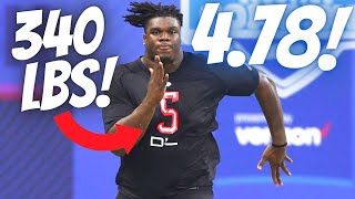 478 40 YARD DASH AT 340 LBS JORDAN DAVIS NFL COMBINE 2022 [upl. by Sinned289]