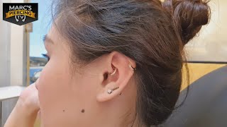 Daith Inner Conch Piercing and real gold English 💉 Marcs Piercing TV [upl. by Eeloj]