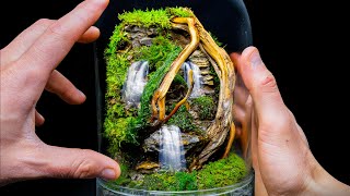 Mini Flowing Moss Waterfalls in a Jungle Cloche Terrarium [upl. by Drusie]