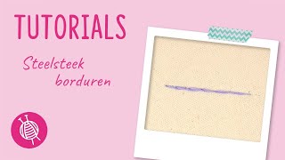 Steelsteek borduren  Stem stitch   Leren borduren met de online borduurcursus van Wolpleinnl [upl. by Dorinda545]