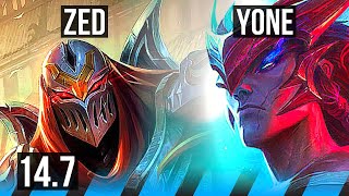 ZED vs YONE MID  1317 Legendary 66 winrate  NA Diamond  147 [upl. by Ailina]