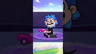 Pink Car vs Black Bike Awesome Race 🌈🏁 cartoon song [upl. by Lairbag358]