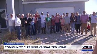 FGCU community rallies to clean vandalized home after hate crime [upl. by Refynnej]