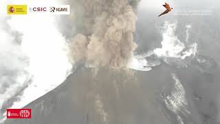 15112021 Detalle de la columna eruptiva freatomagmática Erupción La Palma IGME [upl. by Sperry339]