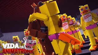 Minecraft VIDA DE ANIMATRONIC 33 BEIJEI O CLONE DA CHICA  FIVE NIGHTS AT FREDDYS [upl. by Ridan]