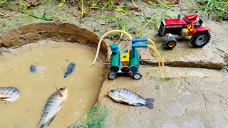 Catch fish using mini water pump  fishing exciting  diy tractor ‪sunfarming7533‬ [upl. by Suolhcin599]