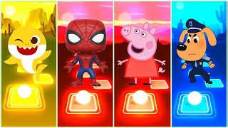 Funko Pop Marvel 🆚 Sheriff Labrador 🆚 Peepa Pig 🆚 Baby Shark  Tiles Hop EDM Rush Gameplay [upl. by Yenterb]