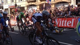 Horrific mark cavendish crash tour de France Harrogate sta [upl. by Ashlen214]