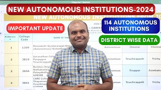 TNEA 2024  🔴 Very IMPORTANT Update  New AUTONOMOUS Institutions  Must watch Before Counselling [upl. by Brockie665]