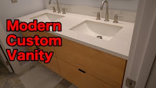 DIY Floating Vanity Install  Quarter Sawn White Oak Part 2 in Bathroom Remodel Series [upl. by Edras]