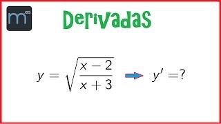 Derivada  Raíz de un cociente de polinomios regla de la cadena Bachillerato [upl. by Aihsekyw]