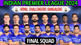 IPL 2024 Royal Challengers Bangalore Squad  RCB Team 2024 Players List  RCB 2024 Squad  RCB 2024 [upl. by Holzman]