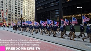 White Nationalist group Patriot Front march through World Trade Center in NYC [upl. by Akinor]