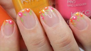 Cute Floral French Tip Nail Art for SHORT NAILS  French Manicure Ideas  Easy Nails for Beginners [upl. by Aneev]