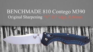 BENCHMADE 810 Contego M390  Original sharpening quotVquot edge 42° blade 060mm [upl. by Jenelle]