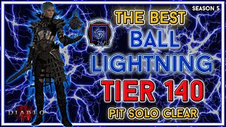 Best Ball Lightning Sorc Build Pit 140 Clear  Season 5 Diablo 4 [upl. by Dwan]