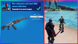 Hire a Character and travel 1000 meters with them Quest in Fortnite ✈️1️⃣0️⃣0️⃣0️⃣ [upl. by Faxen]