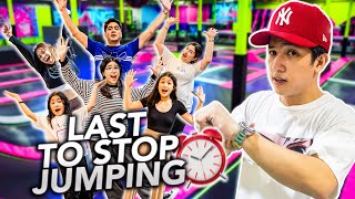 Last To STOP JUMPING Challenge Trampoline Park  Ranz and Niana [upl. by Adanama]