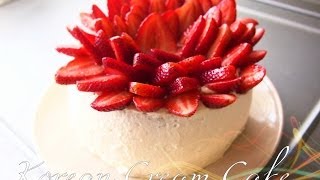 How to Make a Korean Sponge Cake  Asian Bakery Style Recipe  생크림 케이크 [upl. by Siaht]