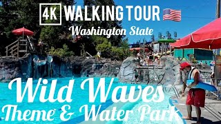 4k Virtual Walking Tour inside Wild Waves Theme and Water Park in Federal Way Washington State 🇺🇸 [upl. by Hannover]