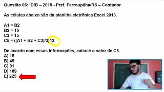 Concurso Câmara de Viamão  Questões de Excel e Calc  Banca IDIB [upl. by Ruy229]