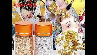 WISHTIME Nail Art Painting Crafts Metallic Nail Foil Flakes Resin Love Christmas Painted [upl. by Francois]