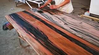 How to Finish Macassar Ebony Wood with Oil by Hand [upl. by Tsirc]