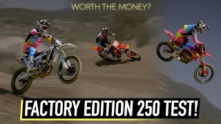 We Ride the KTM Husqvarna amp GasGas 250 Factory Editions [upl. by Pontias]