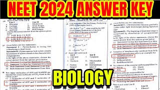 NEET 2024 BIOLOGY Question Paper with Answer Key  ERRORLESS [upl. by Gorlin]