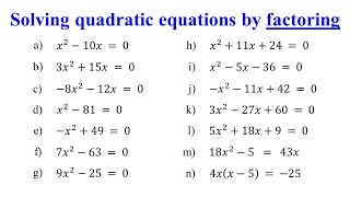 Solving Quadratic Equations by Factoring│Algebra [upl. by Aay147]