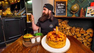 YOU GET FREE BEERS FOR THE NIGHT IF YOU CAN CONQUER THIS GIANT £85 PIE CHALLENGE  BeardMeatsFood [upl. by Yarw]