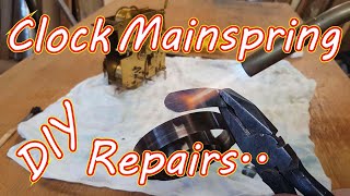 Clock Restoration Part 1  How to Repair the Mainspring of a 1940s English Art Deco Mantel Clock [upl. by Shuma]