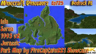 Isla Sorna 1993 Map v2 Showcase by FireCaptain221 4K60FPS Minecraft Dinosaurs Bedrock PE Ep725 [upl. by Dyob]