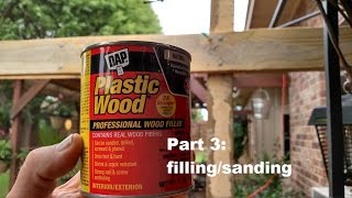 Part 3 DIY backyard pergola extension for solar panels filling and sanding [upl. by Einnalem949]