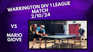 Neil Myatt vs Mario Giove Antispin BH  Warrington Div 1 League Match  21024 [upl. by Deibel]