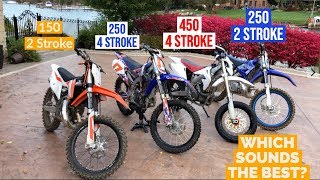 250 2 Stroke Vs 450 4 Stroke Vs 250 4 Stroke Vs 150 2 StrokeWhich Sounds The Best [upl. by Jareb]