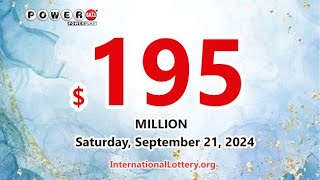 Result of Powerball lottery on September 18 2024  Jackpot rises to 195000000 [upl. by Shivers]