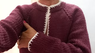 Jachetă tricotatăraglan anatomicSeniora sueterHow to knit simple raglan sweaterStrick pullover [upl. by Annair525]