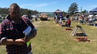 Woodchopping Junior Underhand Handicap NTAA Carnival Exeter 121024 [upl. by Aicertal]