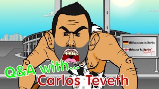 🏆CARLOS TEVEZ QampA by the fans🏆Parody Champions League 2015 Preview Juventus vs Barcelona cartoon [upl. by Prissy]