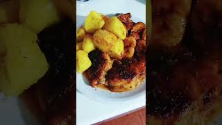 Oven Baked Potatoes and Chicken With Plantain foodcookingshorts [upl. by Wiener]